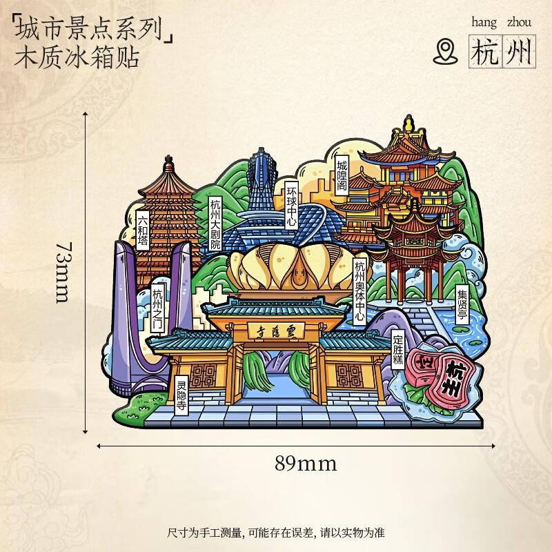 JINGRUIXIANG 3D Wooden City Refrigerator Magnet