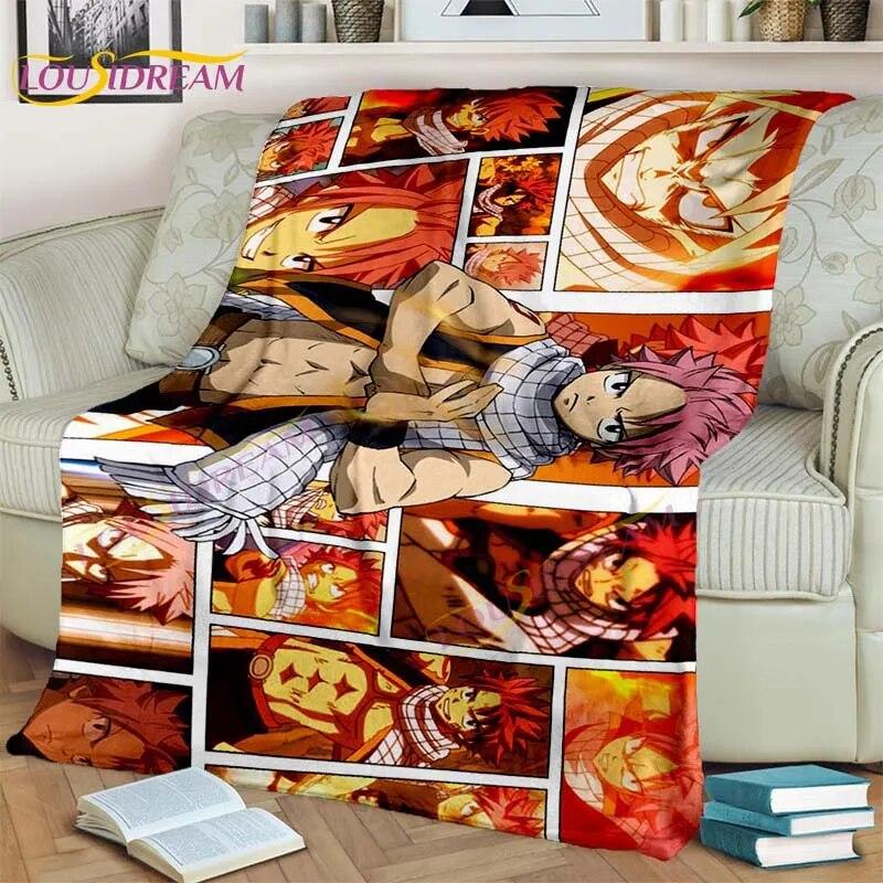 Fairy Tail Blanket Anime Blanket Natsu Blanket 3D Cartoon Covered Blanket Flannel for Bedding Children Room Decor Warm Blanket