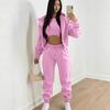 Women's Loose Two-piece Matching Set Long Sleeve Hoodie Crop Top High Waist Sweatpants Winter Tracksuit
