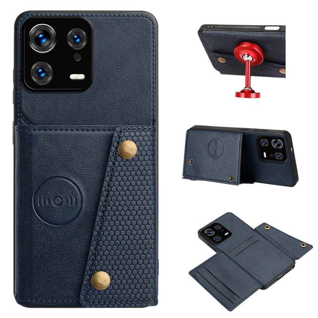 PU Leather Wallet Phone Case for Xiaomi 13 Pro,13 Multiple Card Slots Dual Metal Button Closure Shockproof Full‑Body Protective Cover