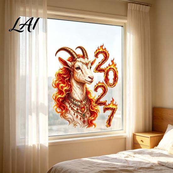 Electrostatic Window Stickers Chinese New Year Static Clings Goat Sticker 2027 Sheep Celebration Supplies Reusable Lunar Xmas Decor for Home