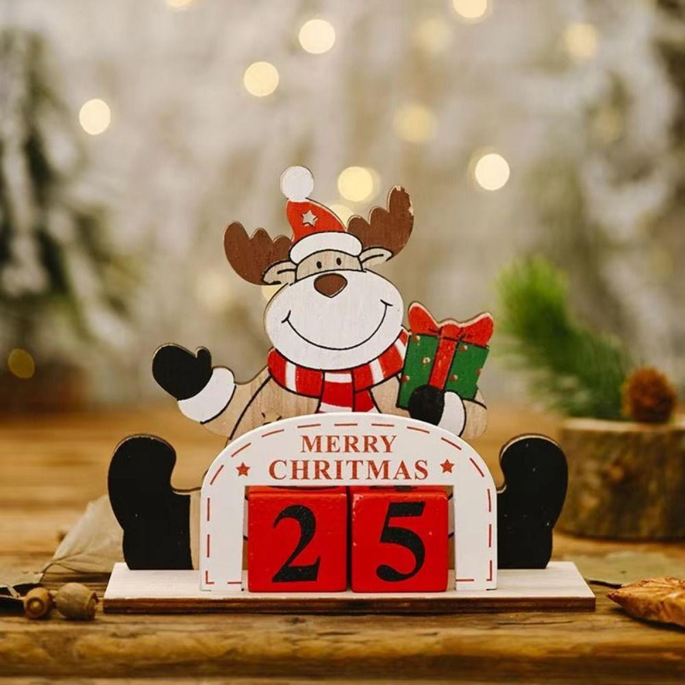 Cartoon Christmas Advent Calendar Creative Wooden Christmas Calendar  Desktop Ornaments