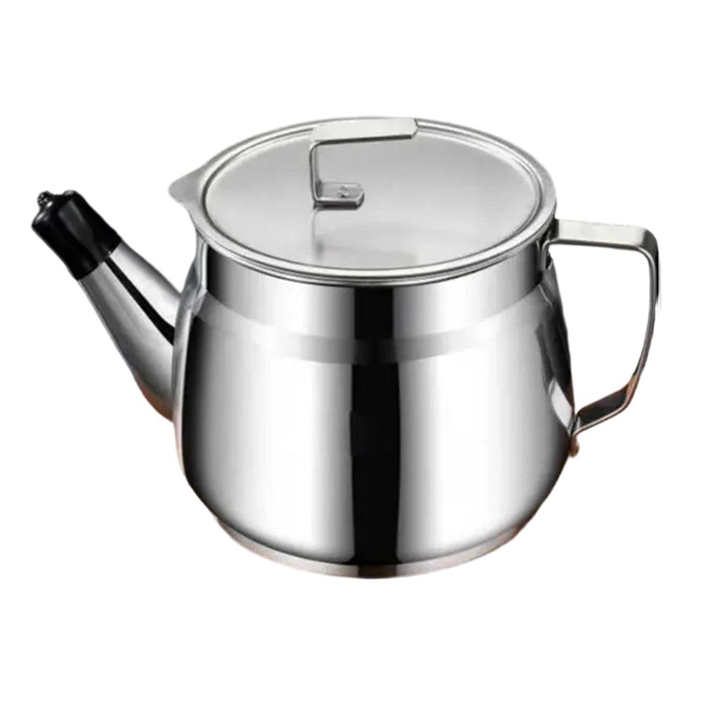 Extra Thick Stainless Steel Oil Filter Pot with Lid and Built-In Filter Suitable for Home Cooking Oil Storage and Filtration