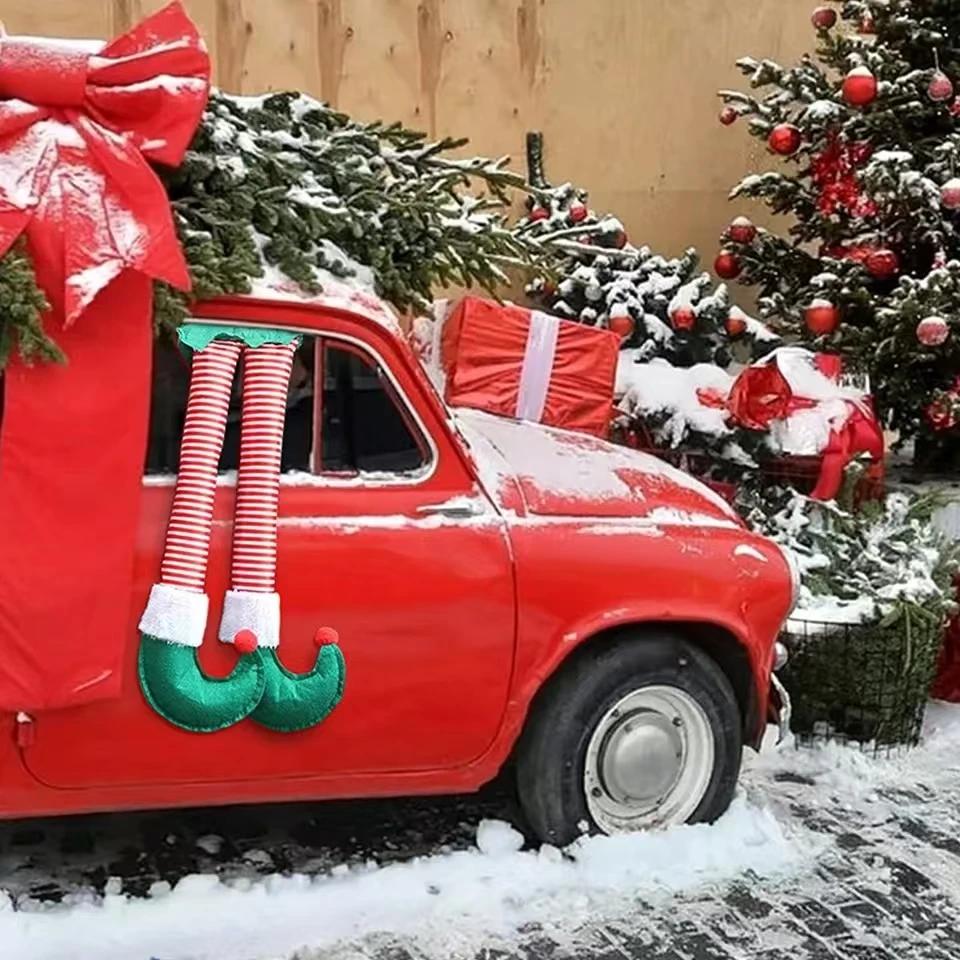 2025 New Year Christmas Elf Santa Legs Car Accessories Christmas Decor For Home Xmas Tree Pendants Ornaments  Happy Gifts