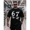 Men'S Pattern T-Shirt - with The Number 67 Hand Gesture, Casual Round-Neck Short-Sleeve Tee for Halloween Outfits And Street Fashion,Comfortable