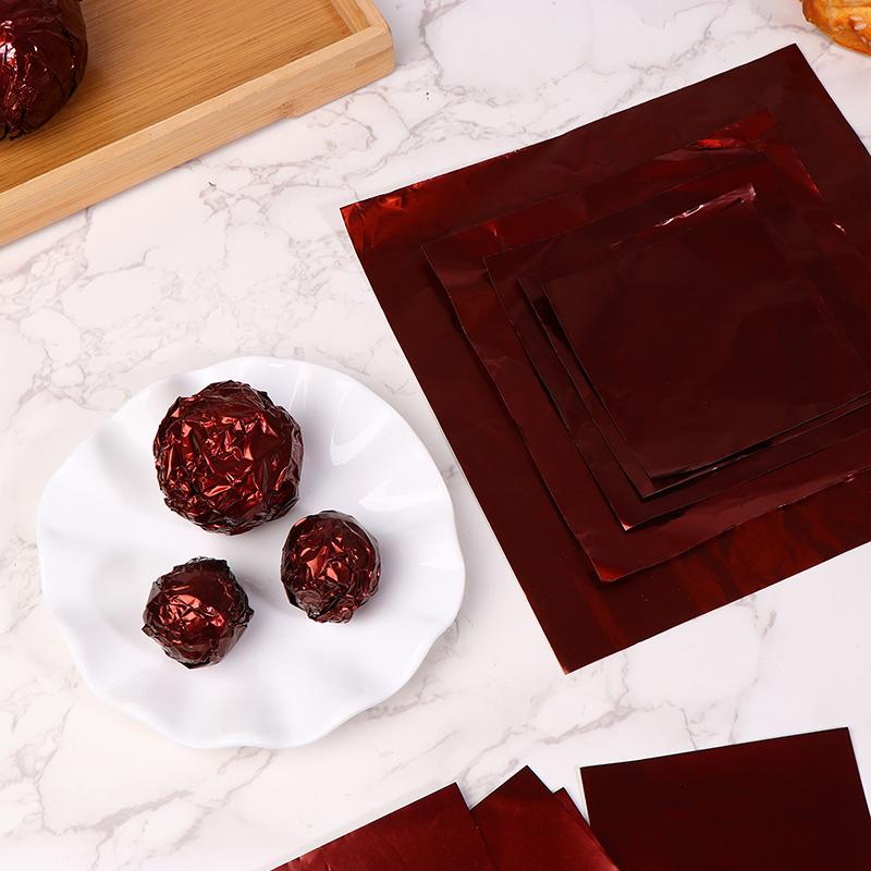 100Pcs Coffee Aluminium Foil Wrapper Paper Wedding Chocolate Wrapping Grip Paper Sheets Wedding Party Candy Packaging