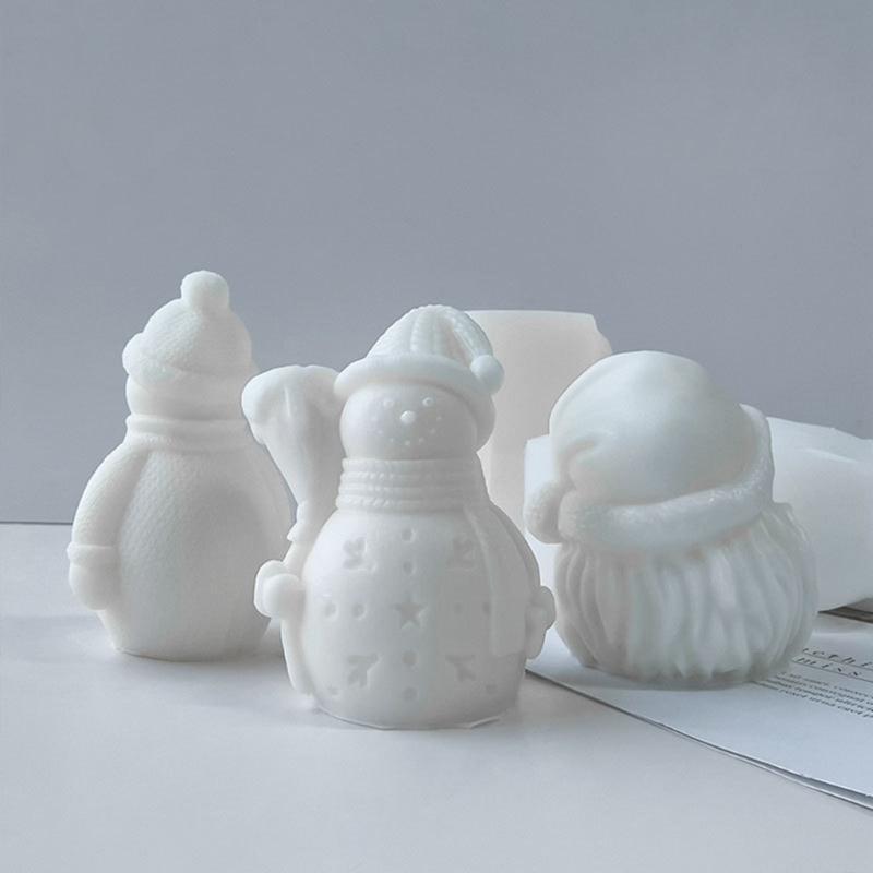 Santa Claus Candle Mold Festive Silicone Mold Beautiful Holiday Snowman Aromatherapys Resin Molds DIY Home Ornament