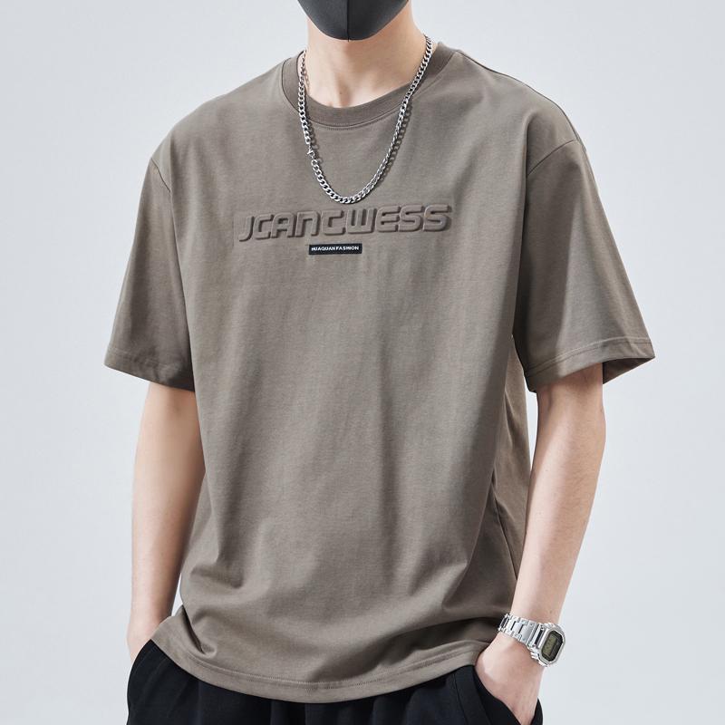 

Мужская модная футболка с круглым вырезом, свободного кроя, с коротким рукавом, 2024 3XL fits 85-95 kg