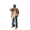 Men's Washed Distressed Wide-Leg Jeans - Retro American Street Style, Floor-Length, Perfect for Spring and Autumn