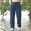 Men's Retro Chinese Style Linen Summer Trousers - Loose, Thin, Straight Casual Pants.