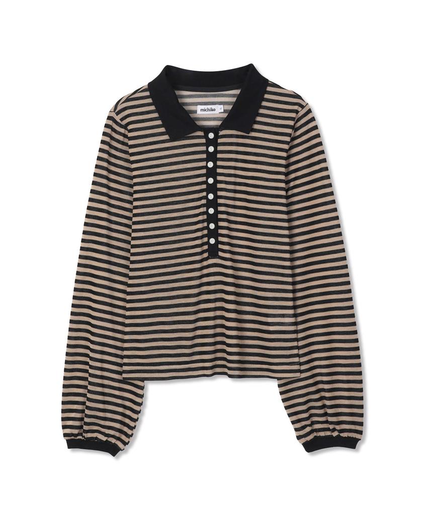Michikoleondeonkosino Deep Button Collar Neck Top Camel Beige
