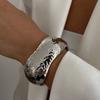 SHIXIN Hip Hop Liscio Colore Oro Larga Catena Bracciale a Molla per Donne Punk Metallo Geometrico Bracciale a Manchette Unisex Uomo Gioielli