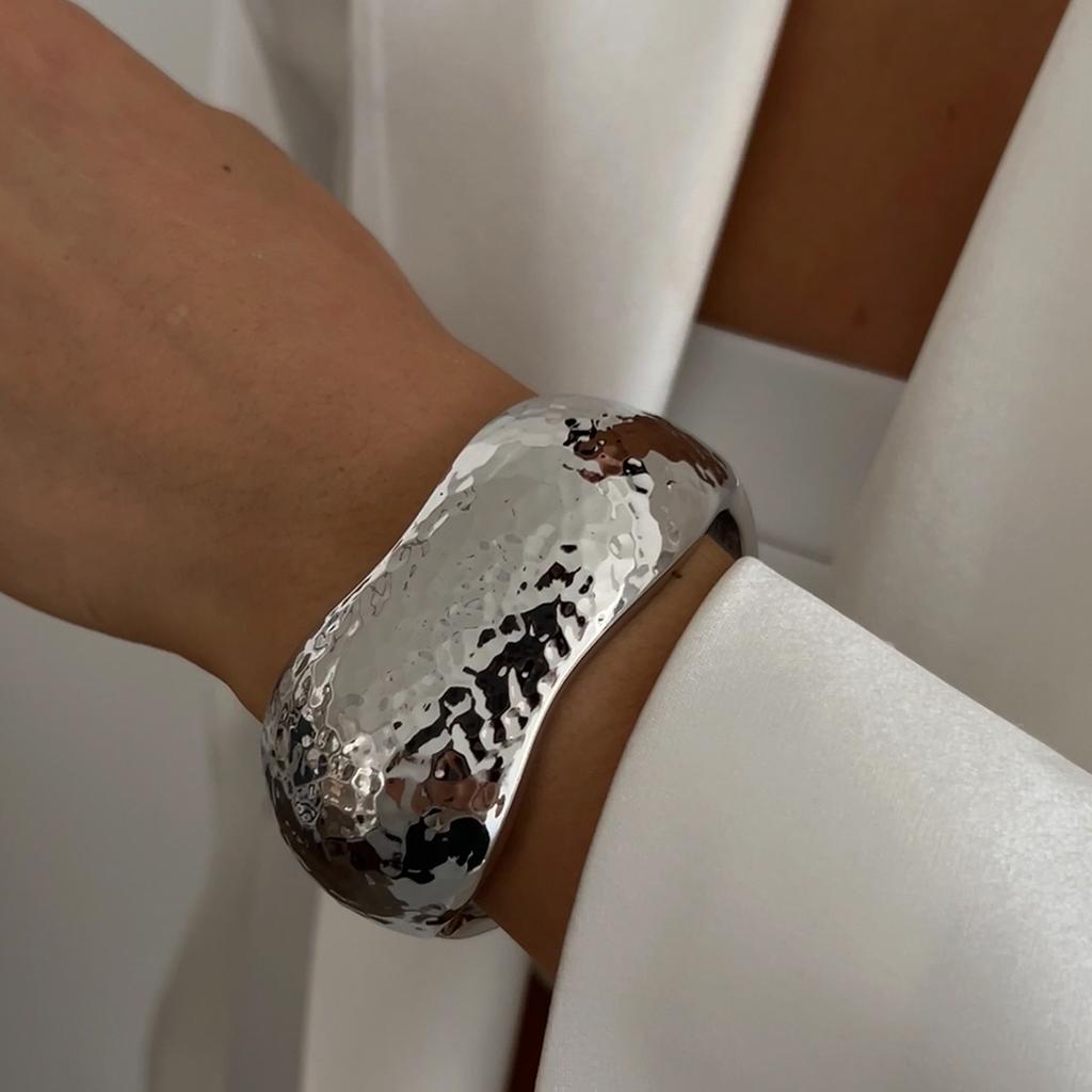 SHIXIN Hip Hop Liscio Colore Oro Larga Catena Bracciale a Molla per Donne Punk Metallo Geometrico Bracciale a Manchette Unisex Uomo Gioielli
