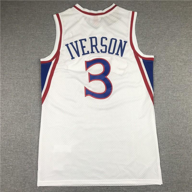 Philadelphia 76ers Allen Iverson 3 Authentic Stitched Mesh Basketball Jersey Men Women Sportswear