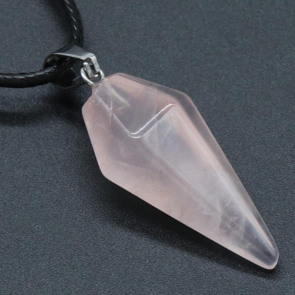 1 szt. Energia Kamień Naturalny Stożek Naszyjnik Wisiorek, Geometryczny Styl Reiki Uzdrowienie Kryształowy Wisiorek Naszyjniki dla Kobiet Mężczyzn Świąteczna Biżuteria Prezenty
