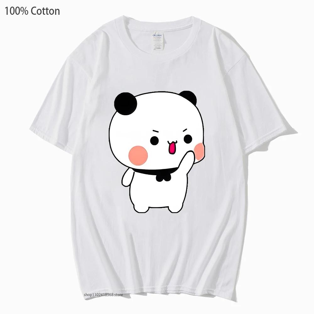 Couple T-Shirts Bubu with Dudu T-Shirts Cartoon Cute Panda and Brownie Bear Tshirt Men Women Cotton Shirt Kawaii Top