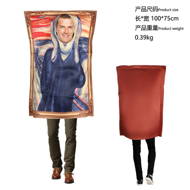 Halloween Mona Lisa 2 Costume Mural Costume Campus Event Performance Composite Sponge Suit Onesie