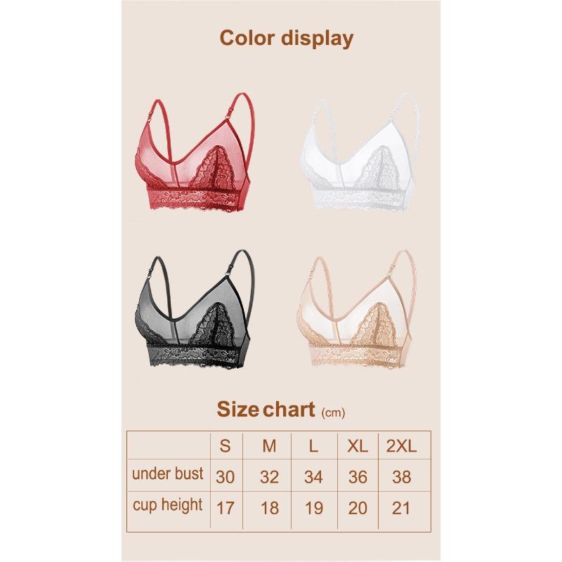 Women Sexy French Style Lace Mesh Breathable Wireless Bra