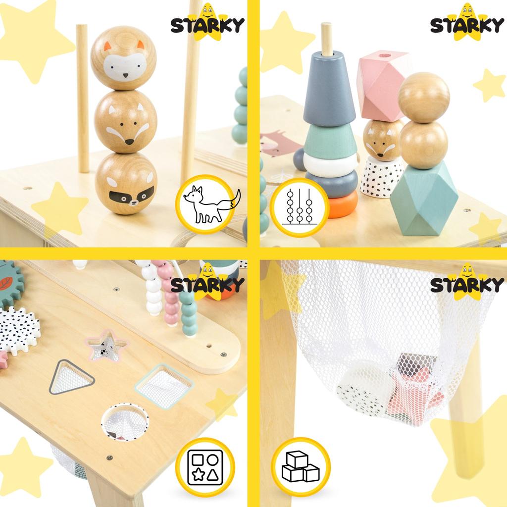 Multifunctional wooden Montessori manipulative educational table, fox