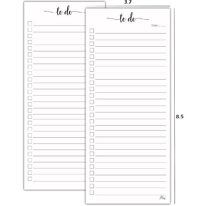 HerZii Prints 2 PackTo Do List Notepad - 3.7 x 8.5 (1/3 Sheet Slim Skinny Size), Grocery List Pads for Fridge, Shopping List Notepads.