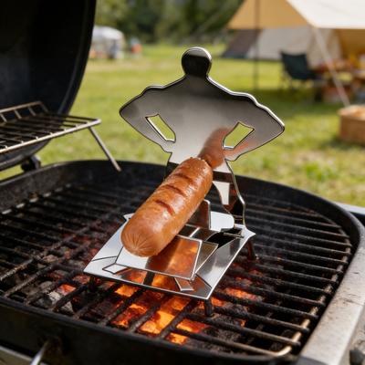 Muscle Man Hot Dog Holder Stainless Steel Sausage Grilling Rack for BBQ Camping Funny Birthday Gift for Men Dad