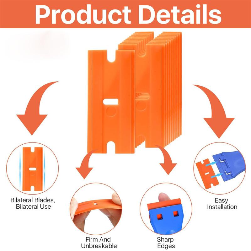 Plastic Scraper with 100/200 Plastic Blades Multipurpose Window Scraper Non-Scratch Scraper for Removing Stickers Decals Glue
