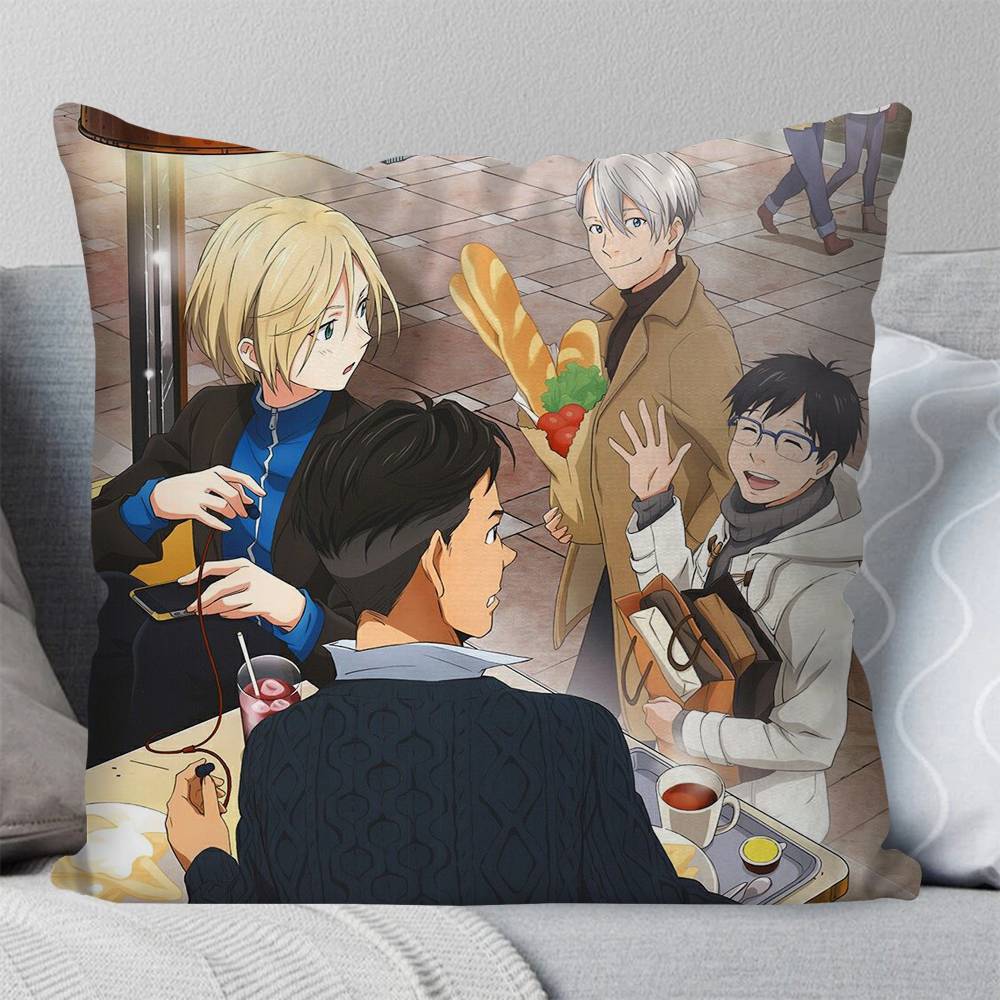 Anime YYURi On ICE Pillow Case Fashion Square Pillowcase Bedroom Sofa Room Ins Decoration Leisure