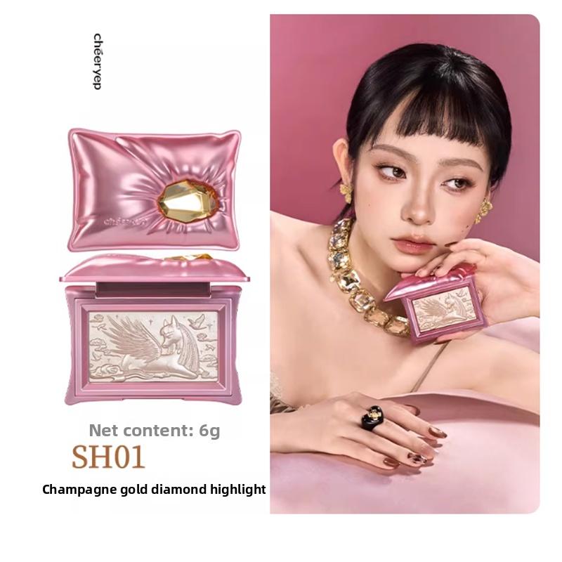 Chéeryep Professional Makeup Highlighters Set Bronzer Contouring Blush Pressed Powder Shimmer Highlight Long Lasting Brightening SH01 Champagne gold