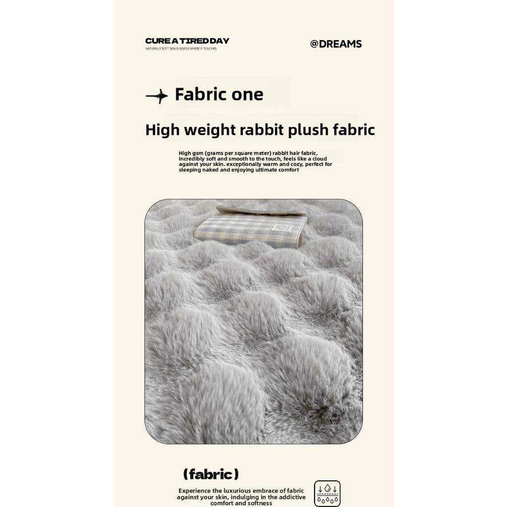 Solid Color Rabbit Like Plush Bed Sheet, 30cm Deep Pocket Design,Fully Wrapped Anti Slip Mattress Protective Cover,Thick and Warm In Autumn and Winter