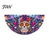 Reusable Party Entrance Sign Day of The Dead Skull Bunting Banner, Marigold Print Fiesta Unique Fan Shaped Banner Hanging Flag, Colorful Sugar Outdoor