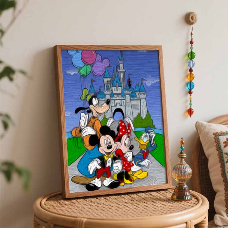 Disney Oil Painting Mickey Friends Handmade Diy Art Painting Home Decoration
