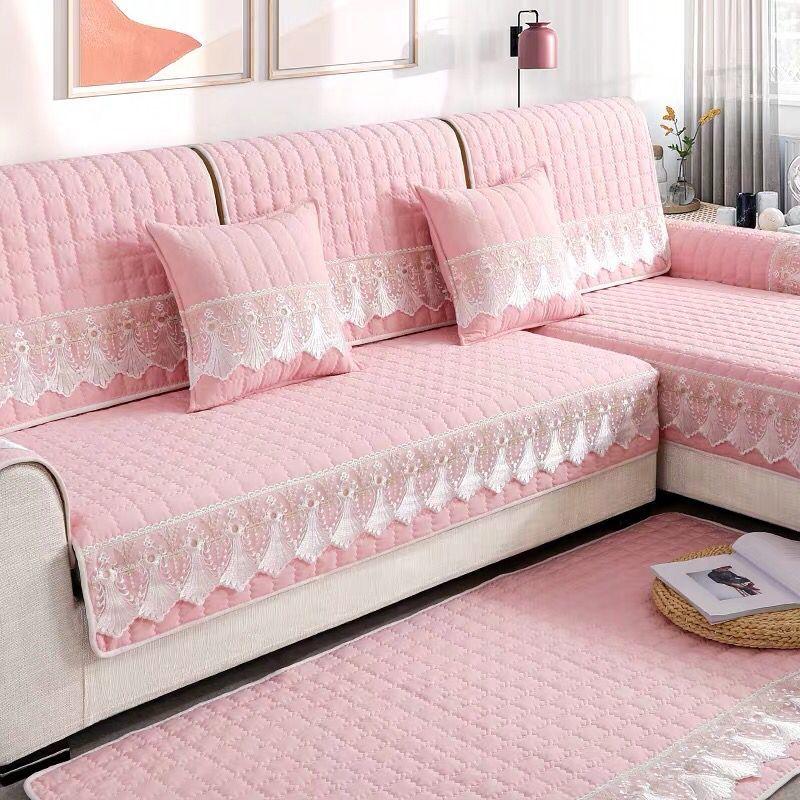 Autumn Winter Plush Sofa Covers Soft Peony Couch Cover Sofa Towel Sofa Cushion Continental Solid Color Sofa Towel Seat Cover
