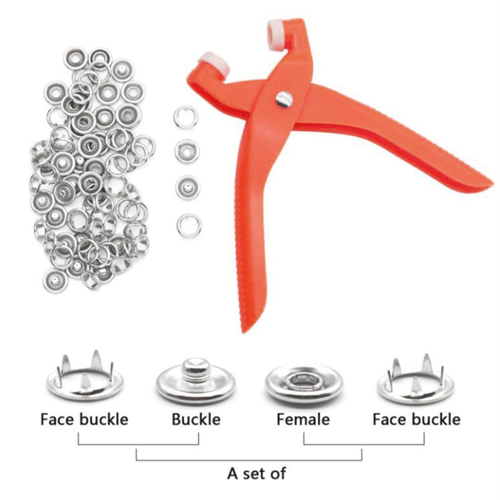 50/100PCS Plier Tool Metal Sewing Buttons Five-claw Buckle Metal Snap Buttons Clothes Stitch Free Fastener Safety Sewing Tools