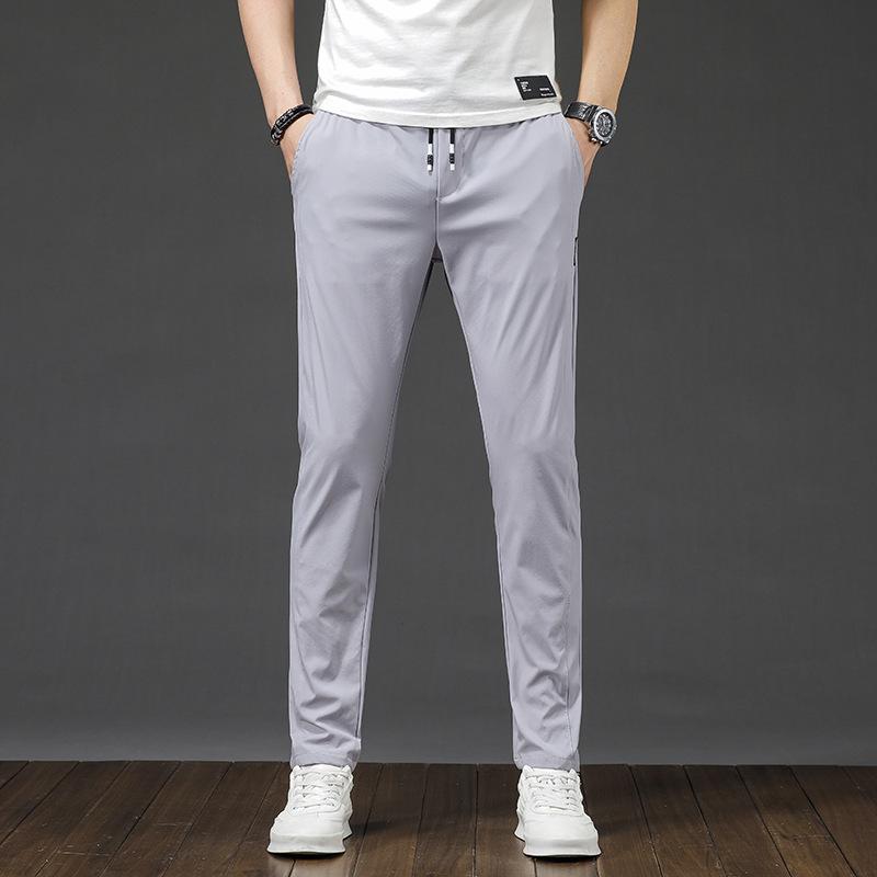 2023 Men's Ice Silk Quick-Dry Straight Loose Pants - Comfortable, Elastic, Slim Fit