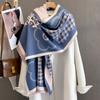 Fashion flower jacquard scarf women's autumn and winter imitation cashmere thickened warm scarf temperament outer shawl