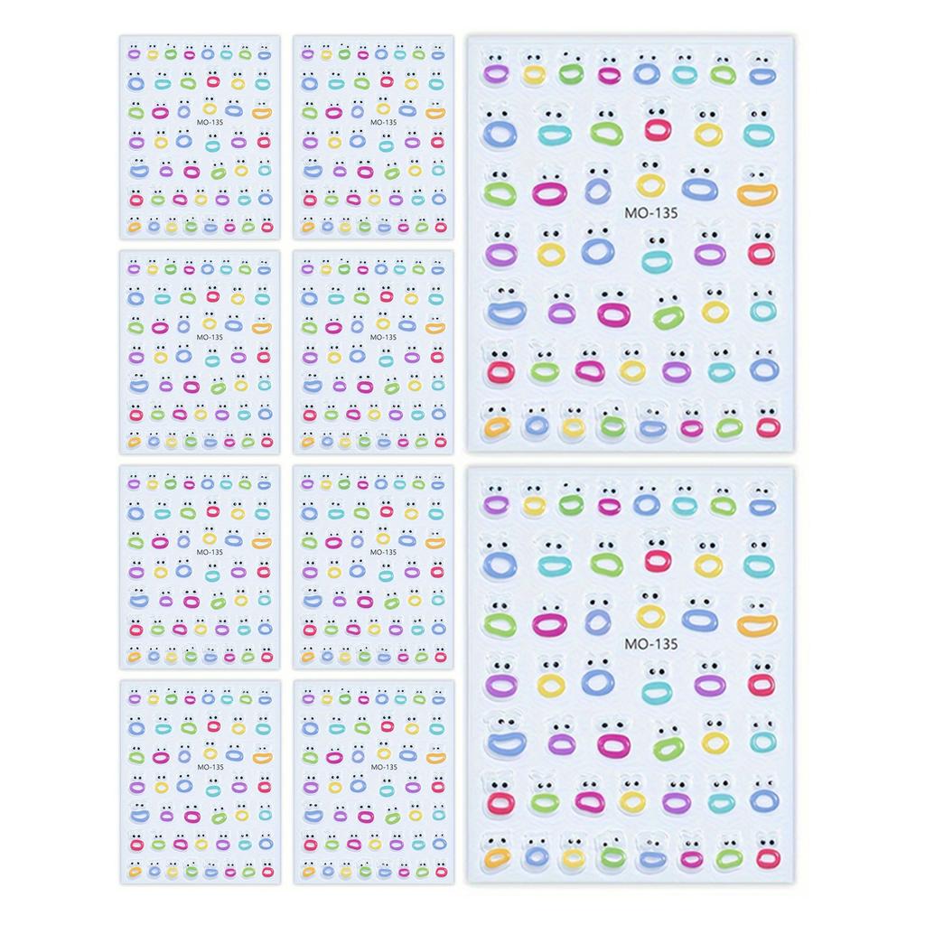 Cartoon Nail Art Stickers Big Mouth & Big Eyes Face Cartoon Stickers Suitable for Nails Art Decorations