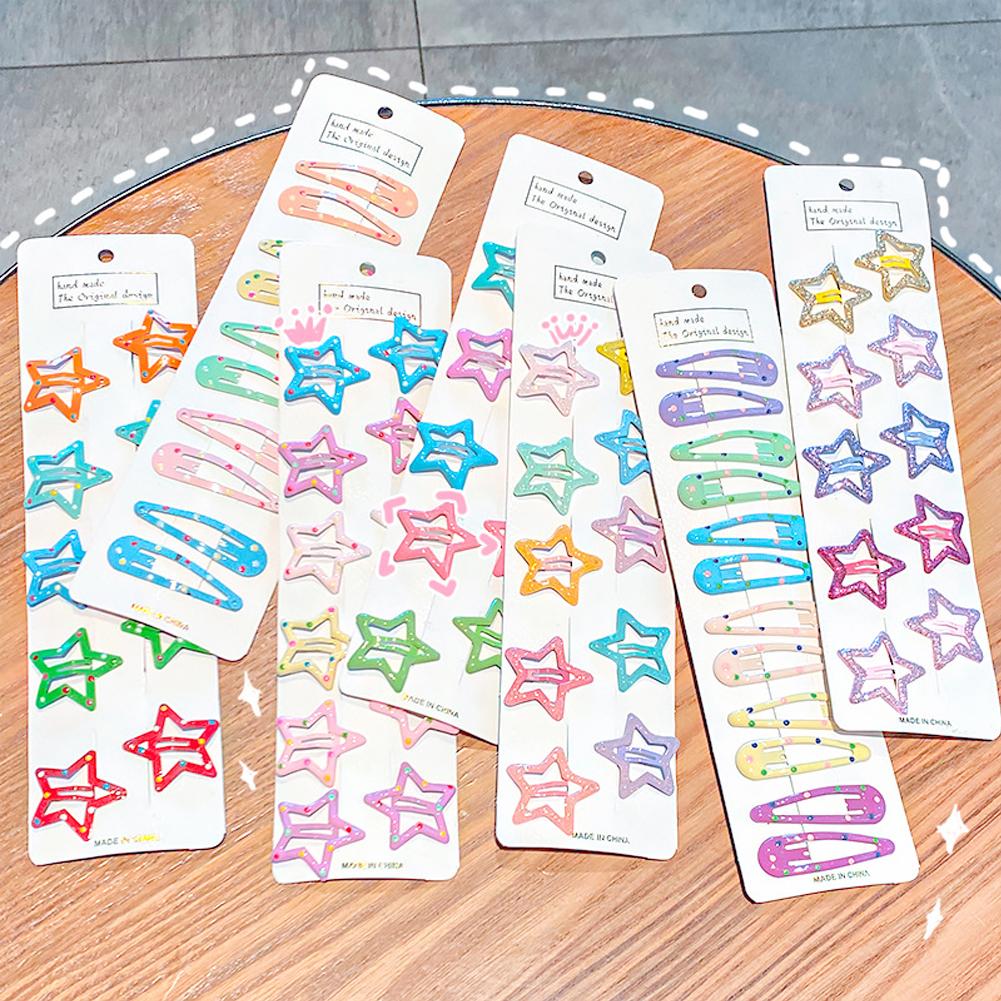

10pcs/set Cute Colorful Star Shape Hair Clips for Girls Children Lovely Star Hairpins Kids BB Pins Barrettes Hair Accessories Star Mixed C 10pcs