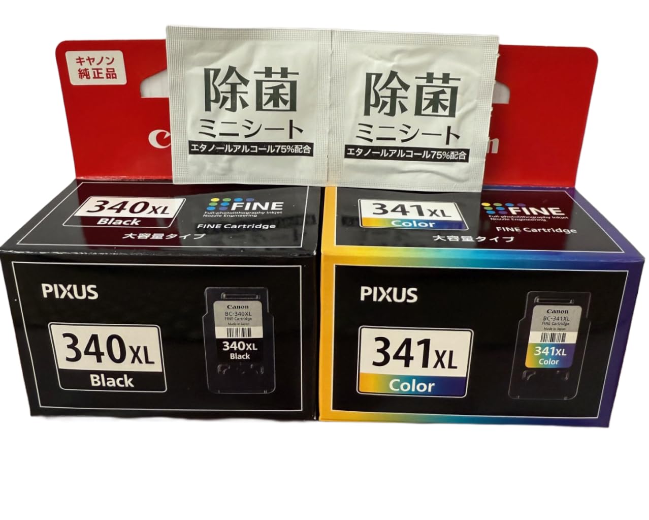 

Genuine Ink Cartridges for PIXUS Series Includes Two Disinfecting Mini Wipes High-Capacity BC-340XL (Black) + BC-341XL (Color) MG/MX Printers,