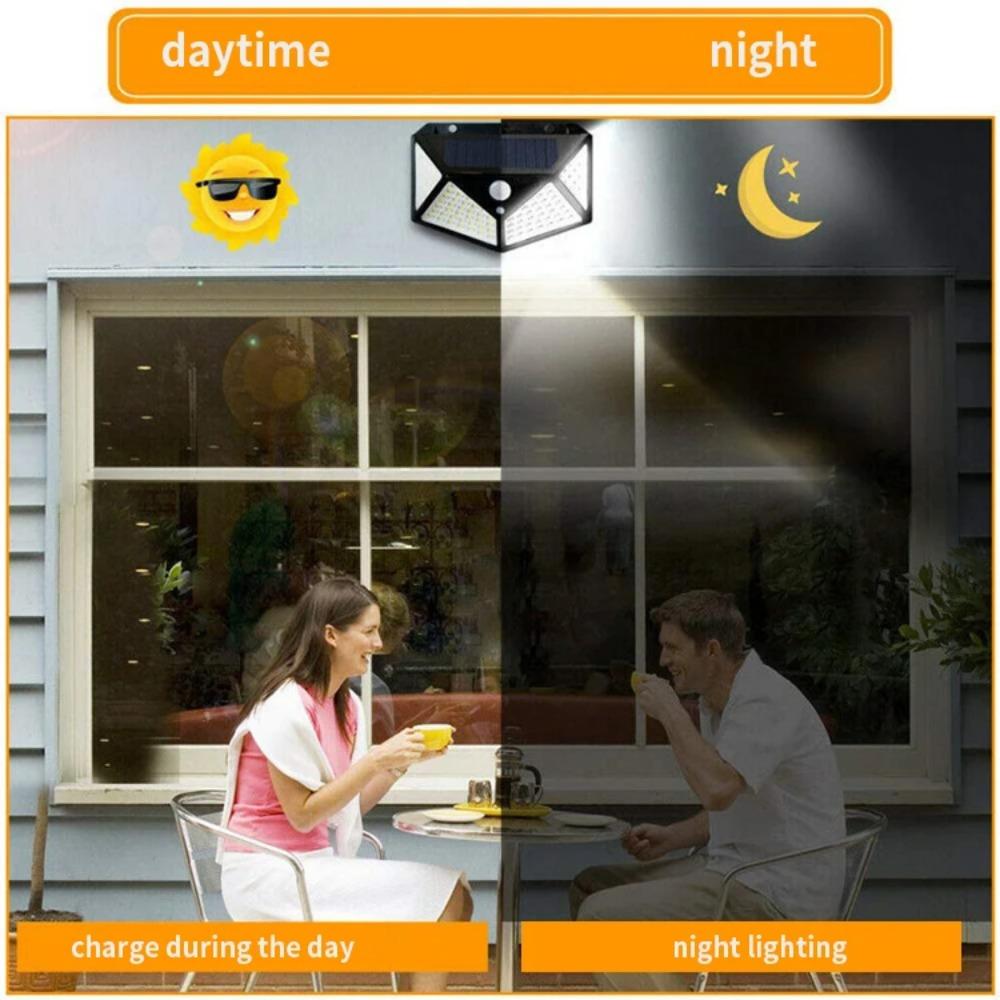 1-5pcs Outdoor 100 LED Solar Light Motion Sensor Waterproof Sunlight Garden Decoration Street Lights Solar Powered Lantern Wall Lamp