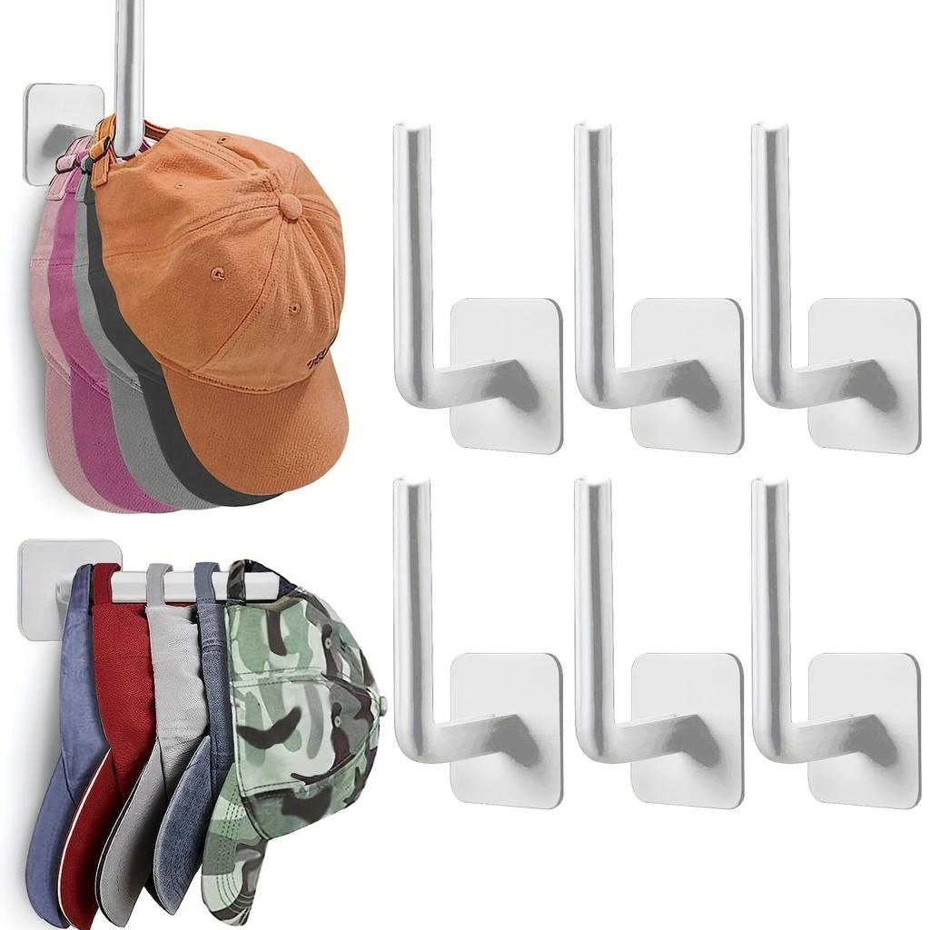 2/4/6Pcs Caps Holder Hat Rack For Baseball Caps Adhesive Hat Hooks For Wall Cap Hanger Storage No Drilling Hat Display Organizer