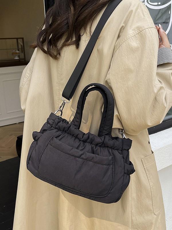 Nylon Tote Bag For Women With Zipper Closure And Mobile Pocket For Daily Use