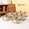 Wutuo Stainless Steel Gold Handle Soup Pot Set