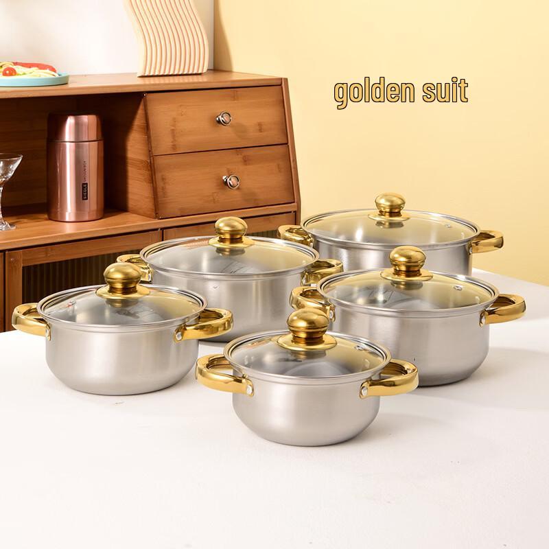 Wutuo Stainless Steel Gold Handle Soup Pot Set