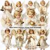 Wooden Xmas Tree Pendant 2D Flat Christmas Decorations Vintage Victoria Angel Ornament Set