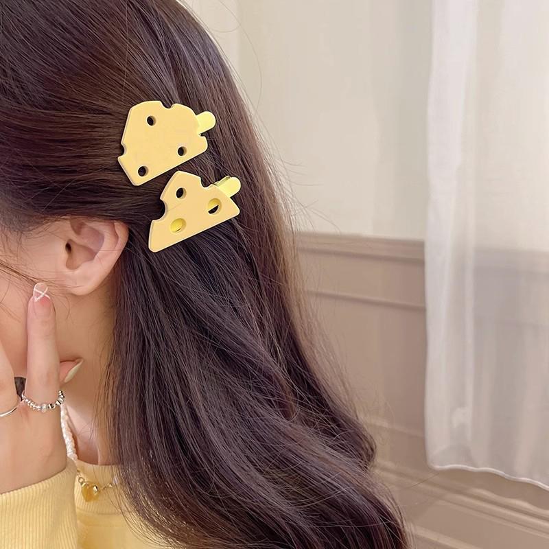 Fun Cheese Grab Clip Creative Plate Hair Shark Clip Girl's Hair Claw Back Triangle Hollow Hair Grab Hair Ornament