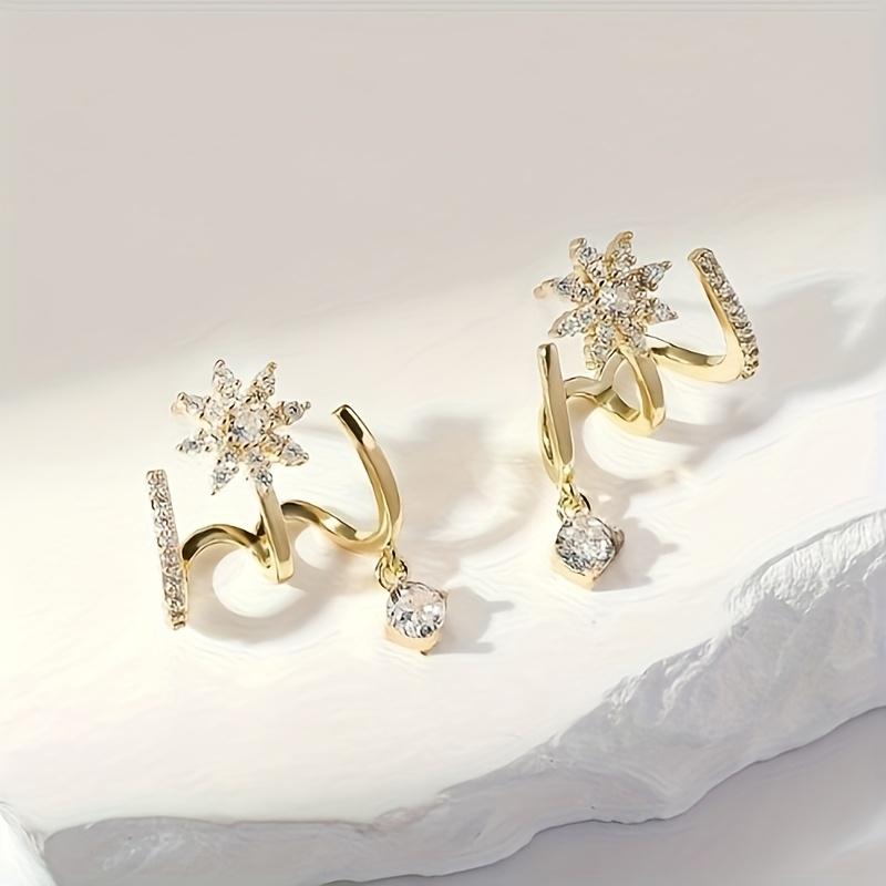 CZ Geometric Octagonal Star Earrings, Sparkling for Everyday Wear & Special Occasions (Birthday/Valentine/Anniversary)