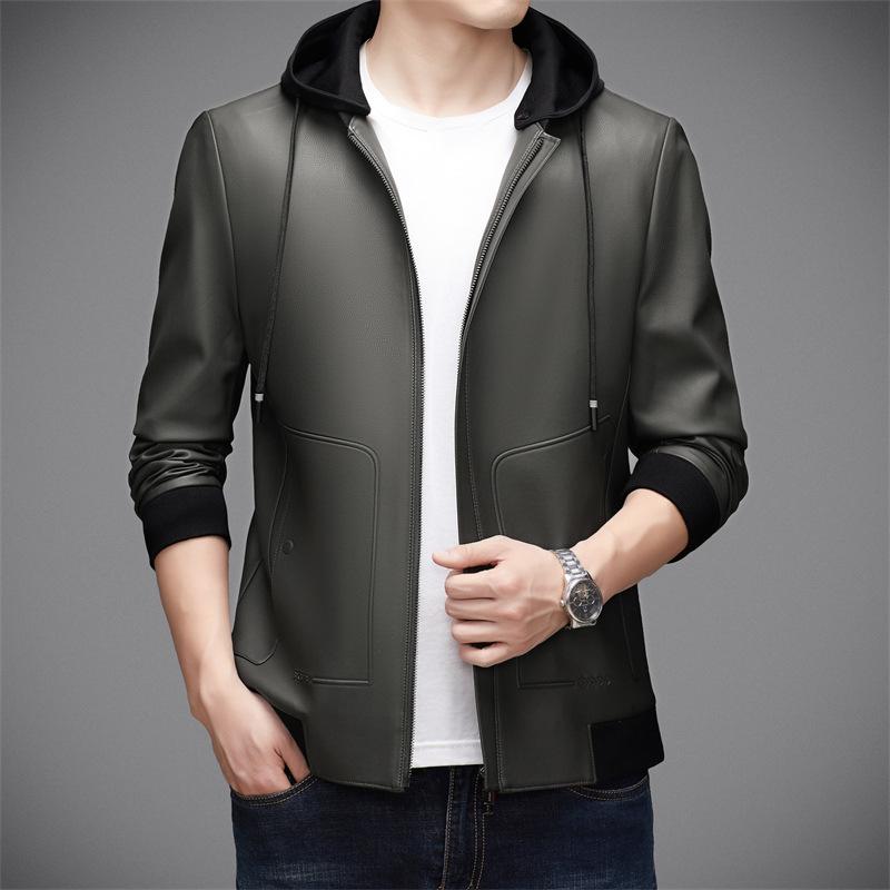 Men's Versatile Hooded Leather Jacket - Plus Velvet, Thickened Sheepskin, Warm Casual Dad Style Outerwear for All Ages
