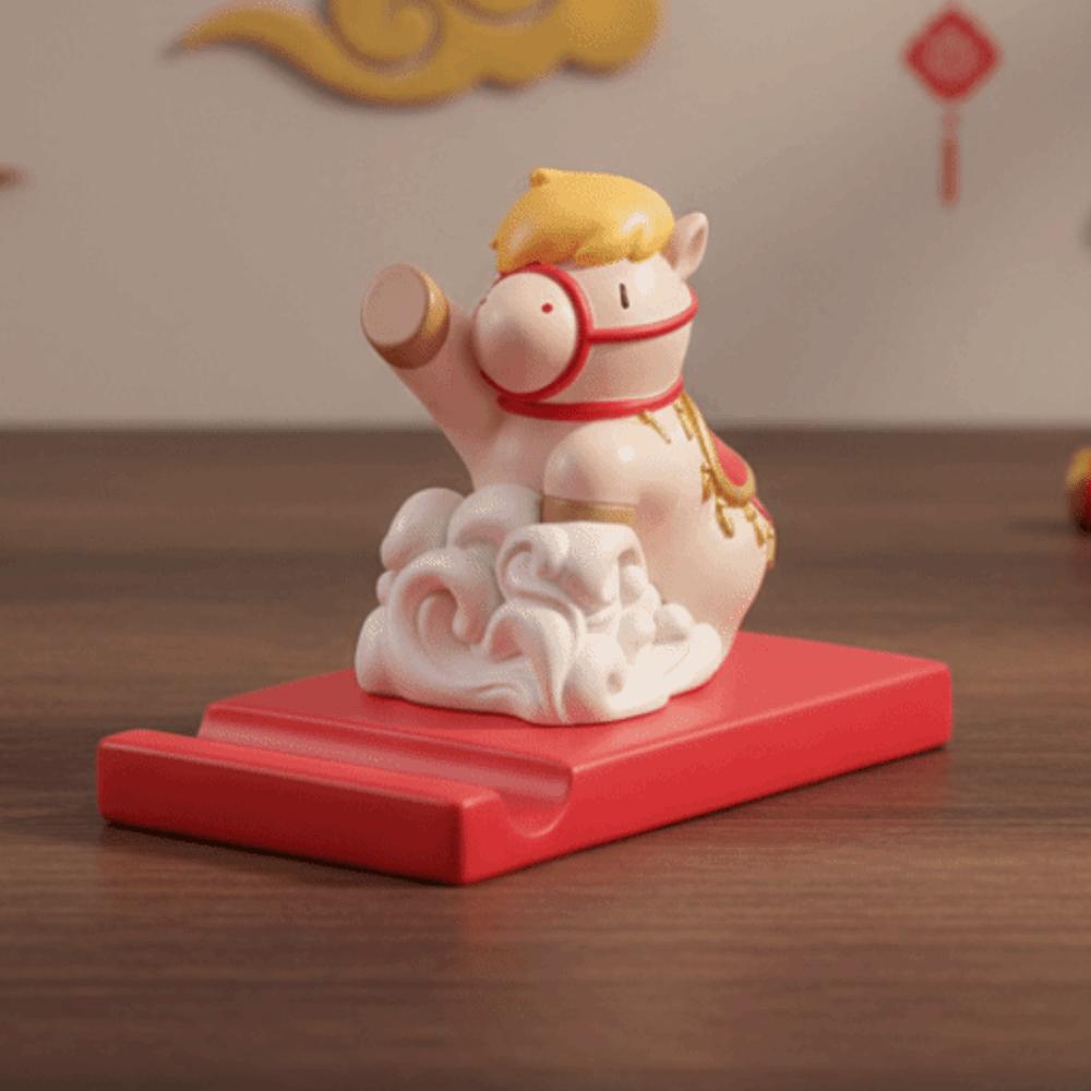 Mascot Zodiac Horse Phone Stand Ornament Festival Decorative Animal Statue 2026 Horse Ornaments Holder Lifelike Chinese Style