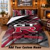 Nissan GT-R Pattern Bedding 3Pcs Set Custom Name, Bed Sheet And Pillowcases For Home Bedroom