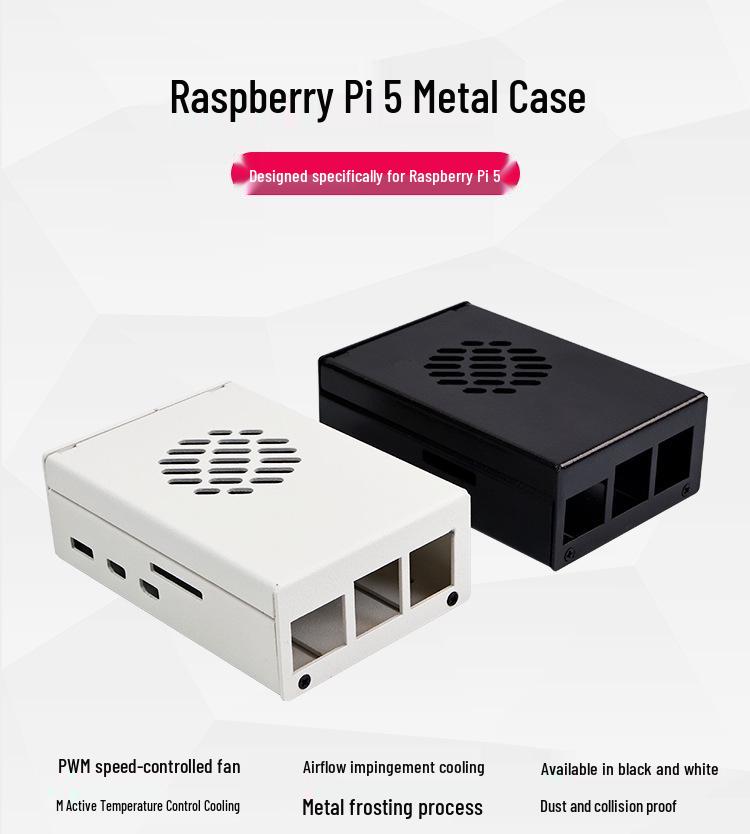 Raspberry Pi 5 Metal Case with Cooling Fan & PWM Speed Control